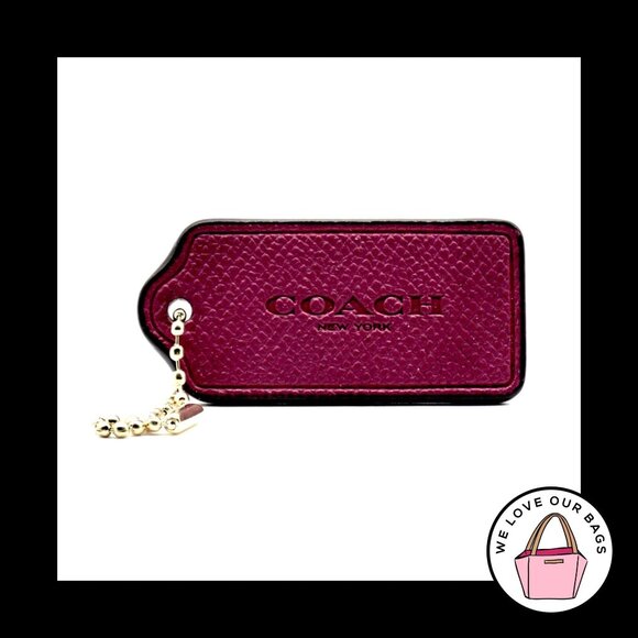 2.25" COACH NEW YORK Pink Pebbled Leather Brass Fob Bag Charm Keychain Hang Tag - Picture 1 of 1